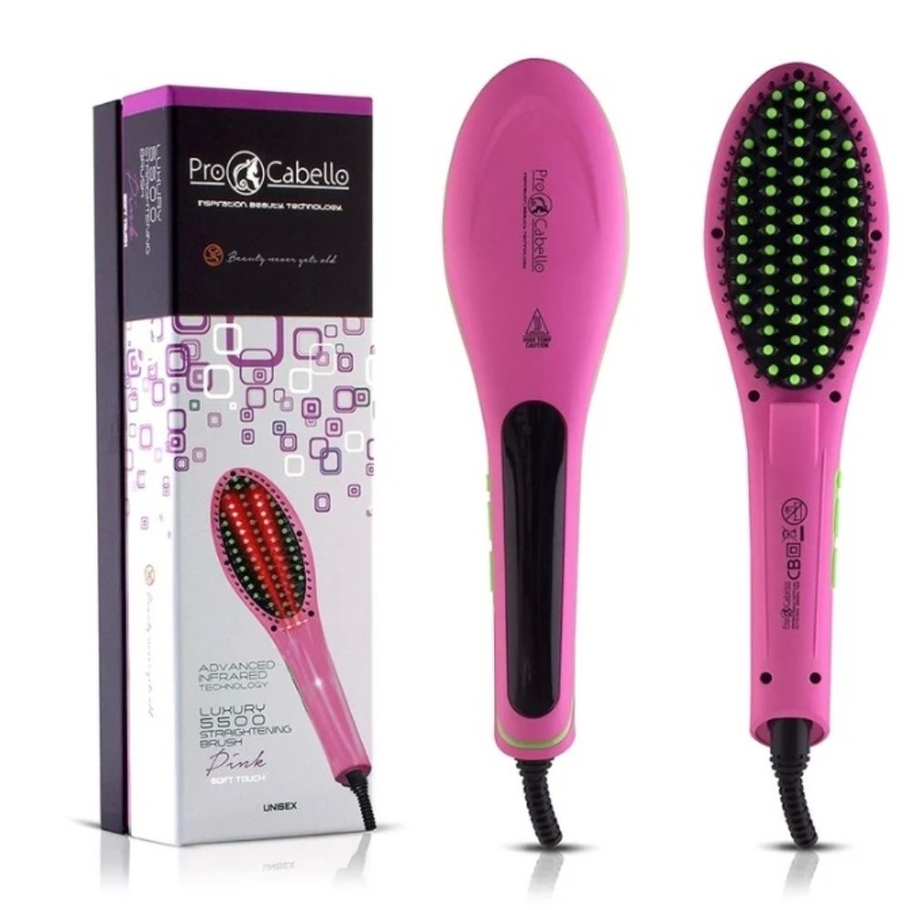 $32  Pro Cabello  Luxury 5500 Soft Touch Straightening Brush.  Pink - New